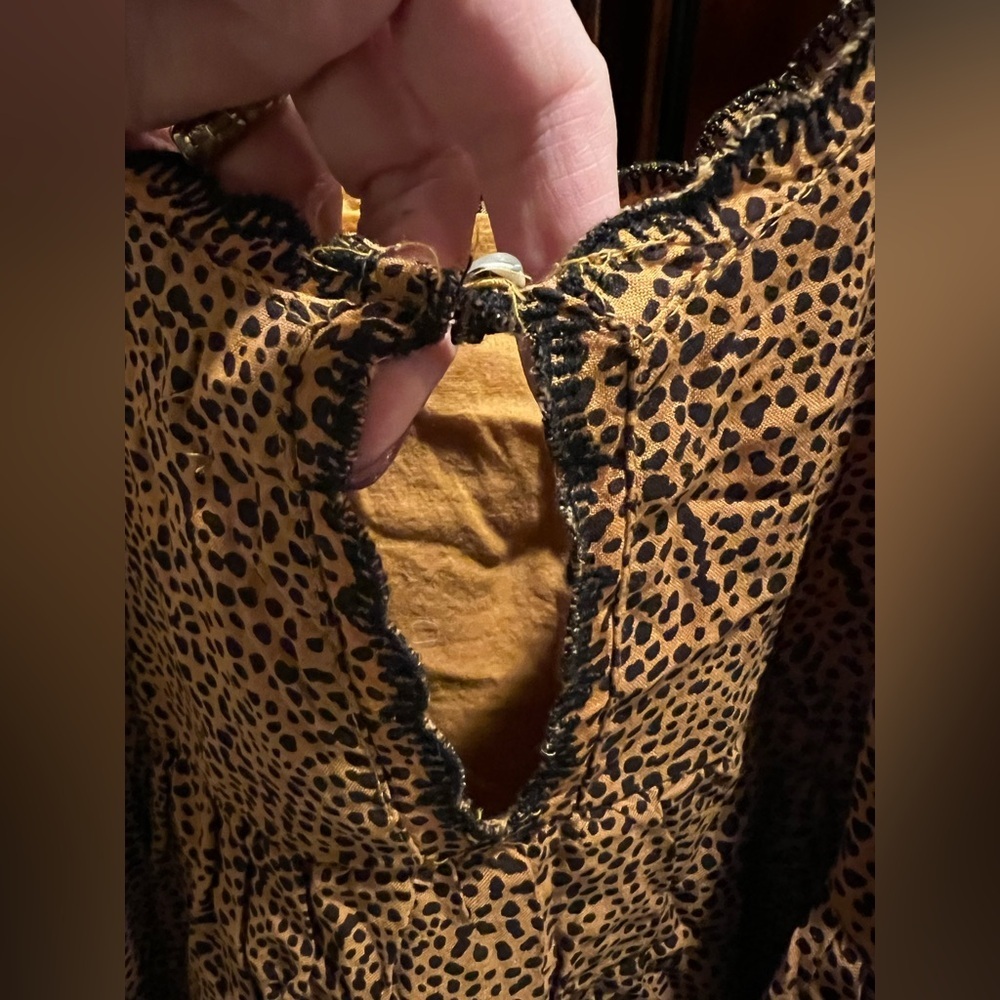 NWT Urban Outfitter Hanna Rayon Tiered Babydoll Mini Dress Leopard - S - Picture 5 of 9